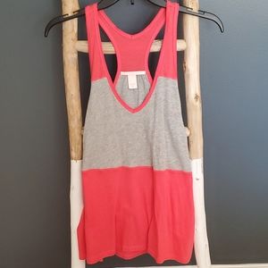 Victoria's Secret pink and gray colorblock sleeveless scoop neck tank top. Small